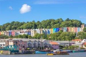 Clifton Wood, Bristol - colourful houses, Harbourside and Bristol Ferry boat